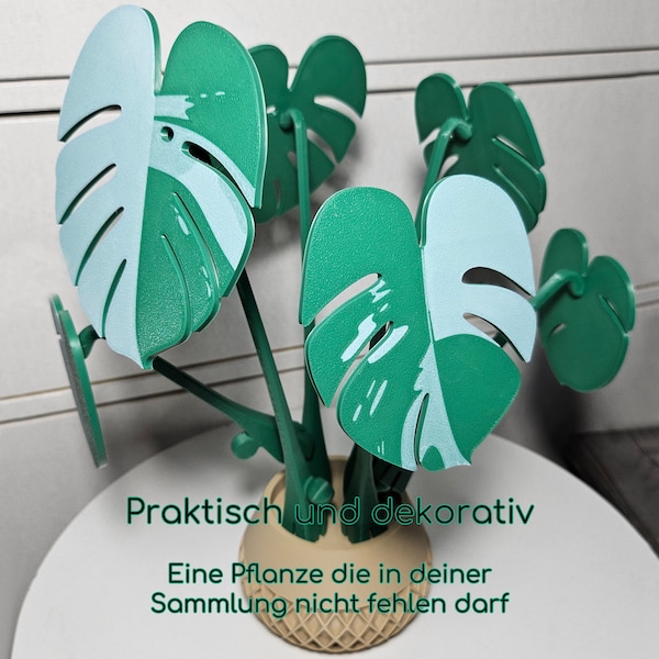 Monstera Untersetzer 6 Blätter, Deko Pflanze, Geschenkidee (Muttertag ist bald), 3D gedruckte Zimmerpflanze