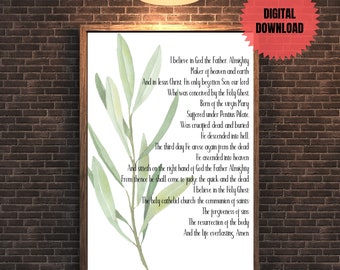 The Apostles Creed, Bible, Reformed Theology, Christian Art, Christian Home, Christian Gift, Baptism Gift, Christian Marriage, Light Theme