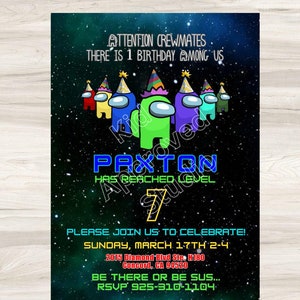 Invitation d'anniversaire personnalisable parmi nous, version V, téléchargement numérique
