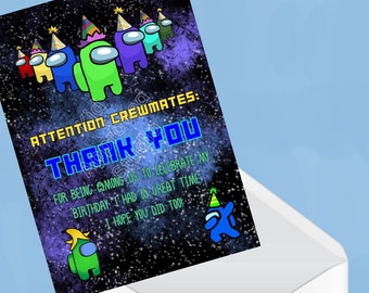 Biglietto di ringraziamento per il compleanno personalizzabile di Among Us (download digitale)