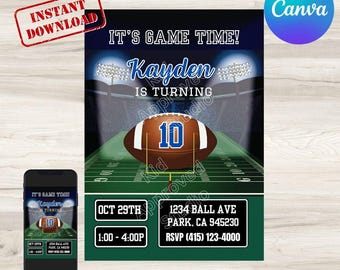 Invito di compleanno personalizzabile Its Game Time Football, download digitale