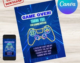 Biglietto di ringraziamento per il compleanno del camion dei giochi (download digitale)