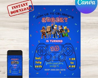 Invito di compleanno Roblox personalizzabile, download digitale