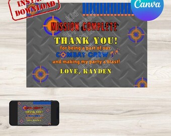 Cartolina personalizzabile Nerf Birthday Mission Complete Grazie, download digitale