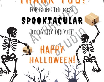 Cartello di ringraziamento per Halloween per autista di consegne, download digitale immediato