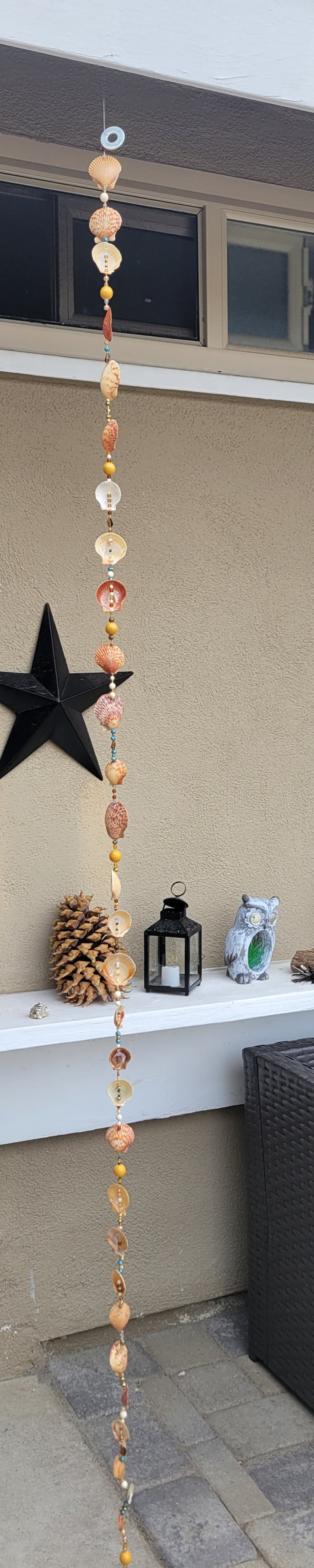 Shell Decorated Chain Shell Art, Beaded Chain Design. Indoor Only or Sheltered From Wet ...