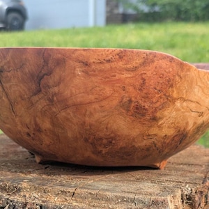 Wild Cherry Burl Bowl with Hand Carved Feet 052511