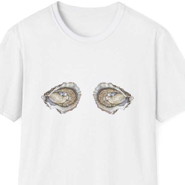 Oyster 90's T-shirt, Y2K Aesthetic T-shirt, Coastal Grandma T-shirt, Trending Cotton T-shirt, Coquette Aesthetic, Summer