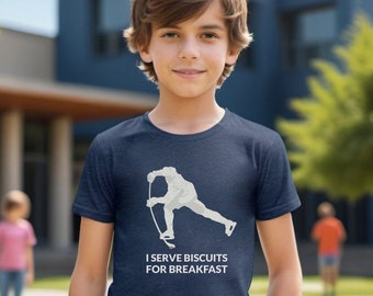 Kids "I Serve Biscuits for Breakfast" Hockey Motivational Shirt Youth Hockey Success Wear Youth Hockey Inspirational Tee Hockey Grit Tshirt