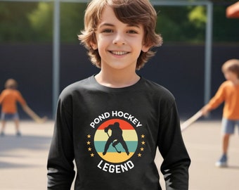 Kids "Pond Hockey Legend" Hockey Motivational Wear Youth Hockey Inspirational Tee Hockey Grit Tshirt Hockey Gear Youth Hockey apparel