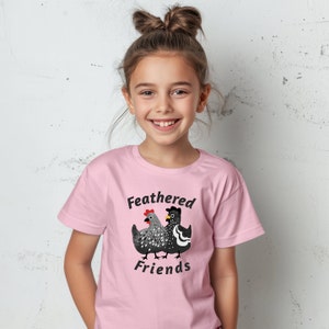 Kid&#39;s Chicken Shirt Feathered Friends shirt Farm Girl Farm Shirt Ranch Shirt Kid Farmer Rooster Hen Chicks Youth Farmer Eggs Farm Life