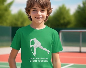 Kids "Shoot to Score" Hockey Motivational Shirt Youth Hockey Success Wear Youth Hockey Inspirational Tee Hockey Grit Tshirt Hockey Success