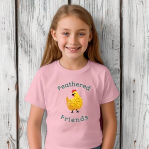 Kid&#39;s Chicken Shirt Feathered Friends shirt Farm Girl Farm Shirt Ranch Shirt Kid Farmer Rooster Hen Chicks Youth Farmer Chicken Lover