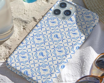 Blue Bird Tile Phone Case - Mediterranean Mosaic Pattern | Available in Three Color Options | Compatible with iPhone, Samsung & Pixel Models