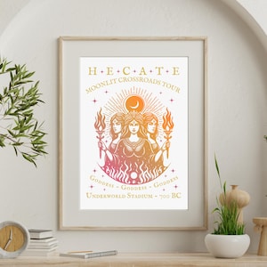 Hecate Greek Mythology Art Print - Witchy Pagan Wall Decor - Moonlit Crossroads Tour Poster - Occult Goddess Aesthetic - Hekate Gift