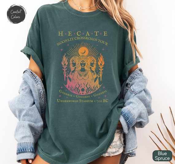 Hecate Triple Goddess Concert T-Shirt | Greek Mythology Tee | Moonlit Crossroads Tour  | Witchy Aesthetic | Feminine Power Mythical Tee