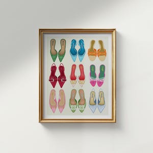 Impresión artística de zapatos de diseñador / Impresión artística de moda / Impresión artística vertical / Póster de papel mate con calidad de museo