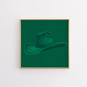 Stampa artistica con cappello da cowboy colorato / Cappello da cowboy verde / Arte occidentale / Poster su carta opaca di qualità museale