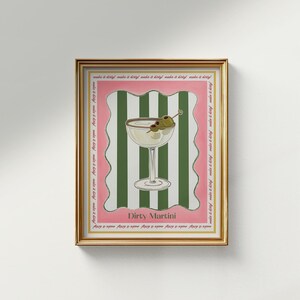 Impresión artística de Dirty Martini / Decoración de carrito de bar / Impresión de cócteles / Póster de papel mate con calidad de museo