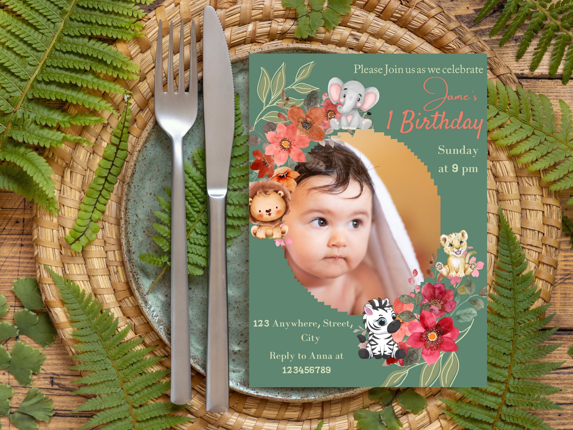 EDITABLE Wild One Birthday Invitations Animal Party Birthday Template Editable wild one birthday invitations animal party birthday template