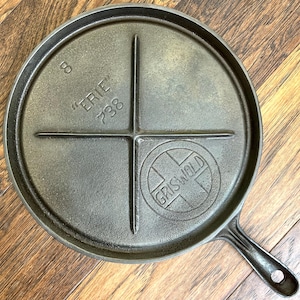 Griswold #8 Slant Logo "ERIE" Gusseisen Handplatte - Restauriert und sofort verwendbar!!