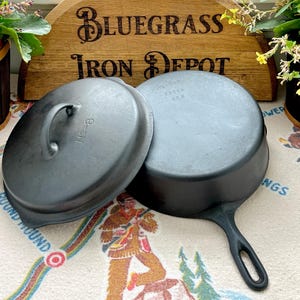 Foster Stove Company #8 Cast Iron Chicken Fryer/Deep Skillet and Matching Cover - RESTORED!!