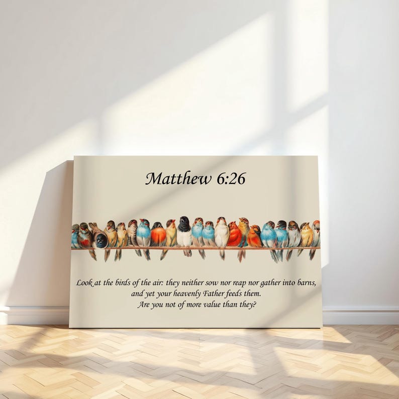 Inspirational Christian Wall Art – Matt 6 26 Digital Art, Bird ...