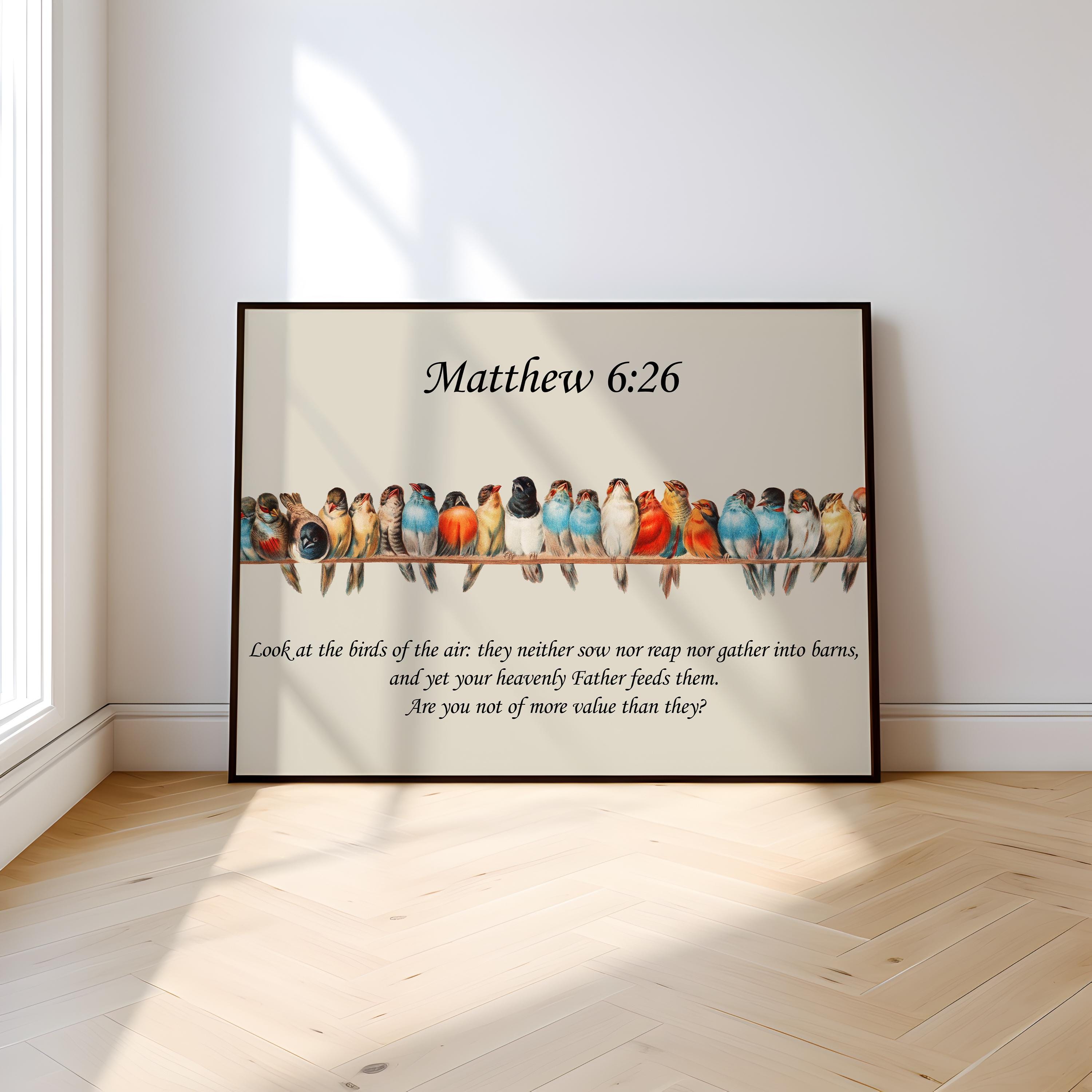 Inspirational Christian Wall Art – Matt 6 26 Digital Art, Bird ...
