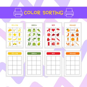 Color Sorting Game Included 7 Colors and 14 Pages, Color Matching ...