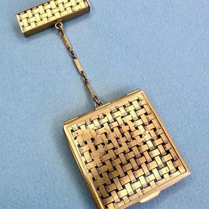 Antique La Mode Compact Tango Chain with Original Rouge Lipstick & Puff