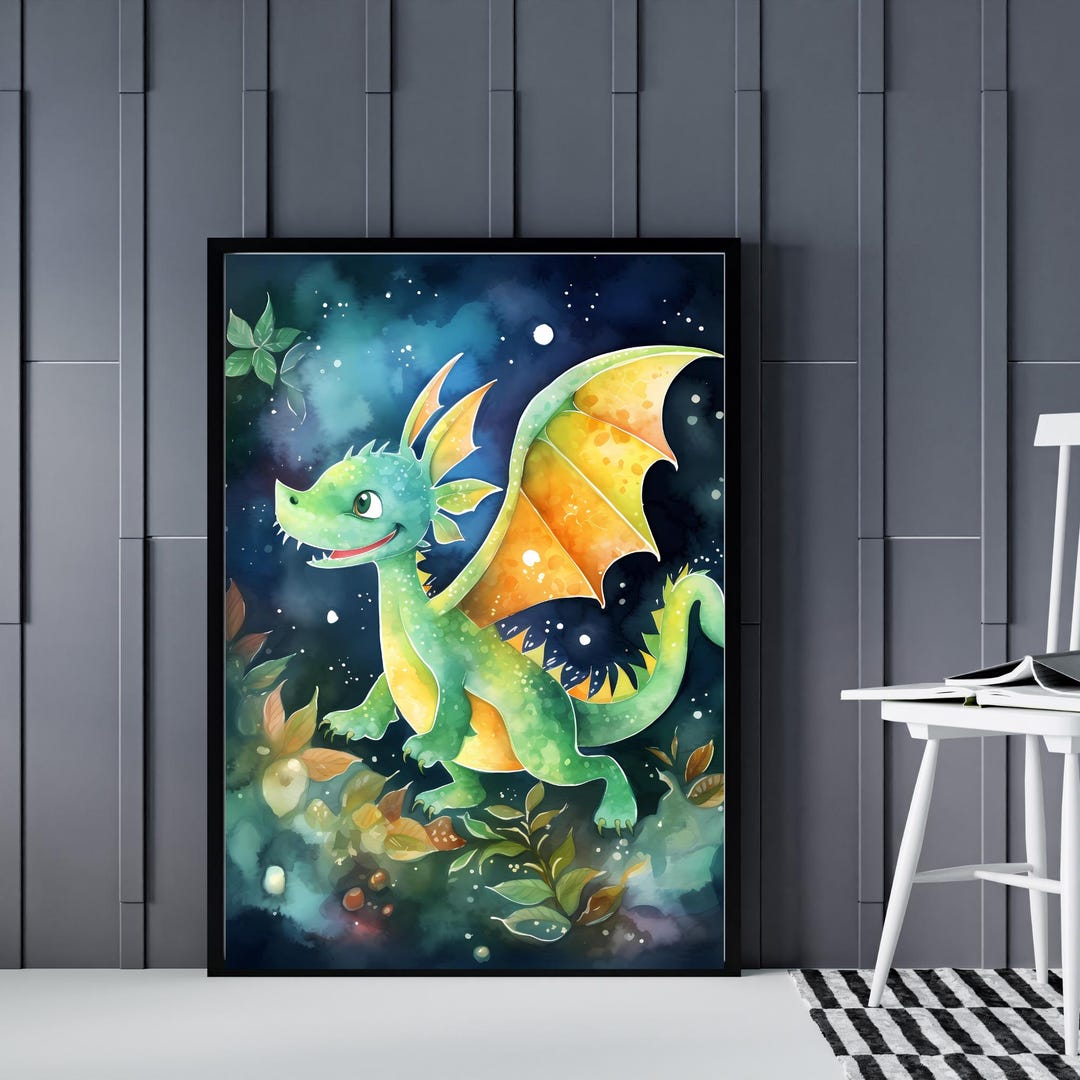 Cute Baby Dragon Nursery Wall Art - Etsy