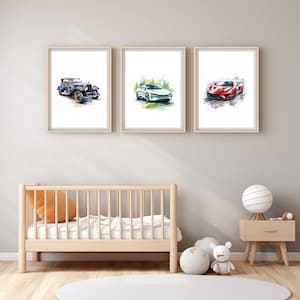 Dreamland Nursery Wall Art Baby Room Decor Set of 3 Unframed Prints Moon, Stars & Clouds Illustrations Gender-Neutral Ideal Baby Shower Gift