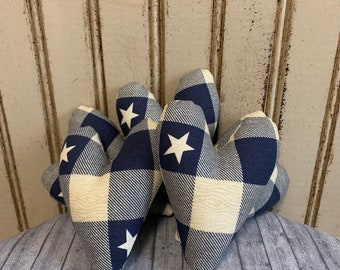 Farmhouse Decor Patriotic Americana Plaid Heart Bowl fillers set of 5