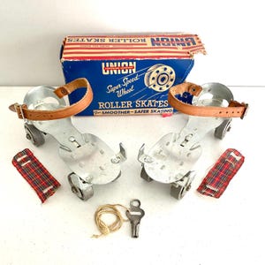1960’s Union Hardware Company #5 Roller Skates & Skate Key w/ Box