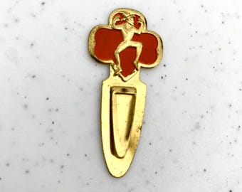 1960’s Brownie Scout Gold & Red Metal Bookmark