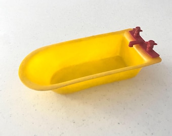 1950’s Yellow Plastic Doll Bathtub – Empire Made in Hong Kong
