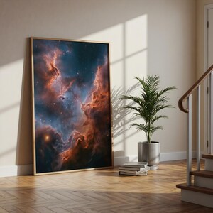 Nebula Wall Art, Space Poster, Galaxy Print, Orange Blue Cosmos, Astronomy Decor for Bedroom or