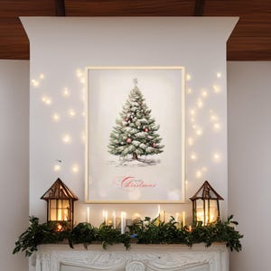 Rustic Christmas Tree Print for Home Decor - Festive Merry Christmas Design