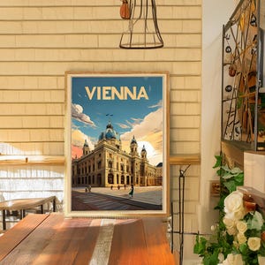 Plakat Podróżniczy Architektoniczny Wiedeń w Stylu Vintage
