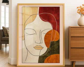 Modern Minimalistisch Abstract Vrouwengezicht Digitale Kunst Poster