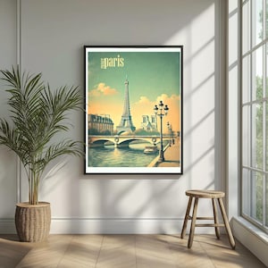 Vintage-Poster Paris - Digitale Wandkunst mit Eiffelturm und Seine
