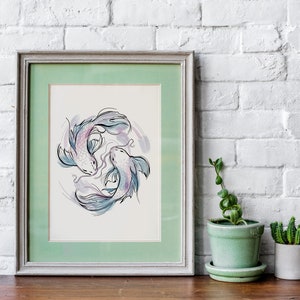 Koi fish painting Digital art print zdjęcie 1