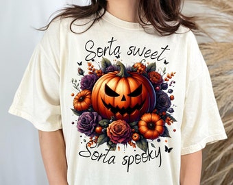 Sorta zoet Sorta spookachtig png, halve pompoen png, Halloween png, retro halloween png, spookachtige vibes png, trendy halloween enge horror png