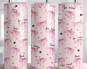 Valentine Coquette Wrap, 20oz Skinny Tumbler Sublimation Design, Coquette Tumbler Wrap, Coquette, Valentine Tumbler Wrap, pink bow wrap