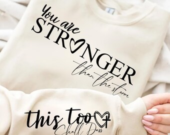 Eres más fuerte que la tormenta. Esto también pasará. Svg. Jesús Svg. Versículo bíblico Svg. Diseño de sublimación inspirador. Tú importas. Svg.