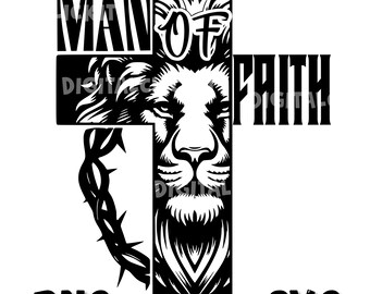 Hombre de fe SVG PNG, León de Dios Svg, Diseño de camiseta cristiana, Versículo bíblico Svg, Criss Svg, Jesús Svg, Regalos cristianos para hombres