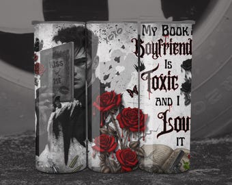 Envoltura para vaso "Book Boyfriend", vaso delgado de 20 oz "Dark Romance", diseño de sublimación "Morally Gray", libro de fantasía gótica