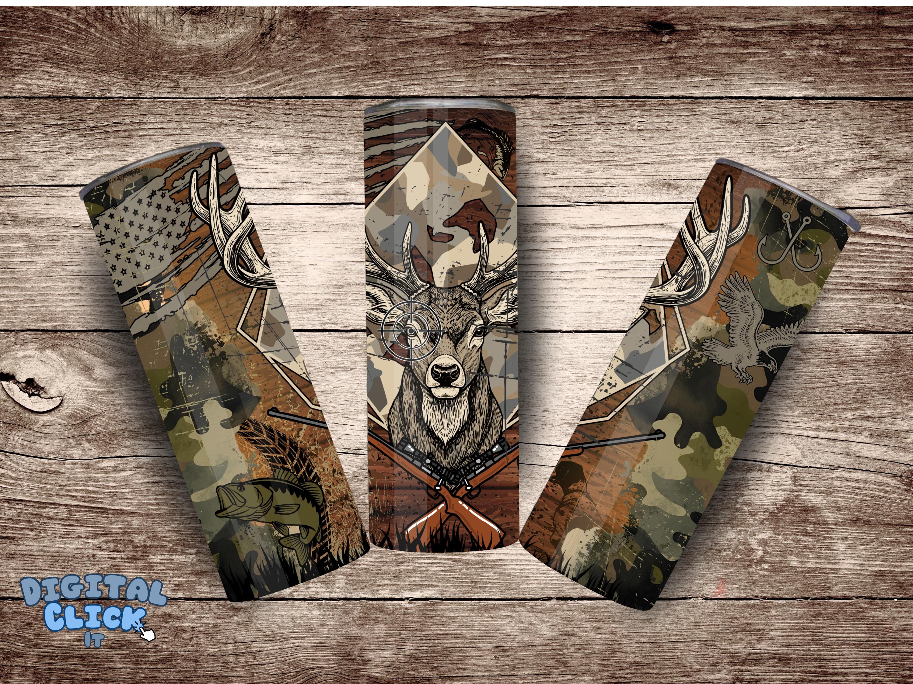 Camo Deer Hunting 20oz Skinny Tumbler Wrap, Hunting Tumbler, Camouflage ...