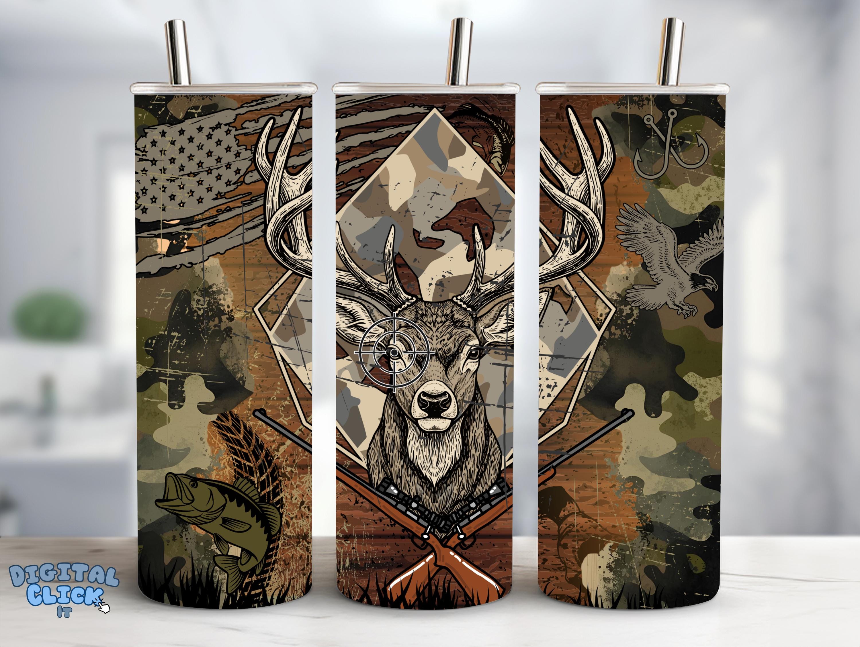 Camo Deer Hunting 20oz Skinny Tumbler Wrap, Hunting Tumbler, Camouflage ...