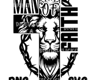 Hombre de Dios Svg, Hombre de fe Svg Png, Jesús Svg, Versículo bíblico svg, Archivo svg religioso, descarga instantánea, León svg